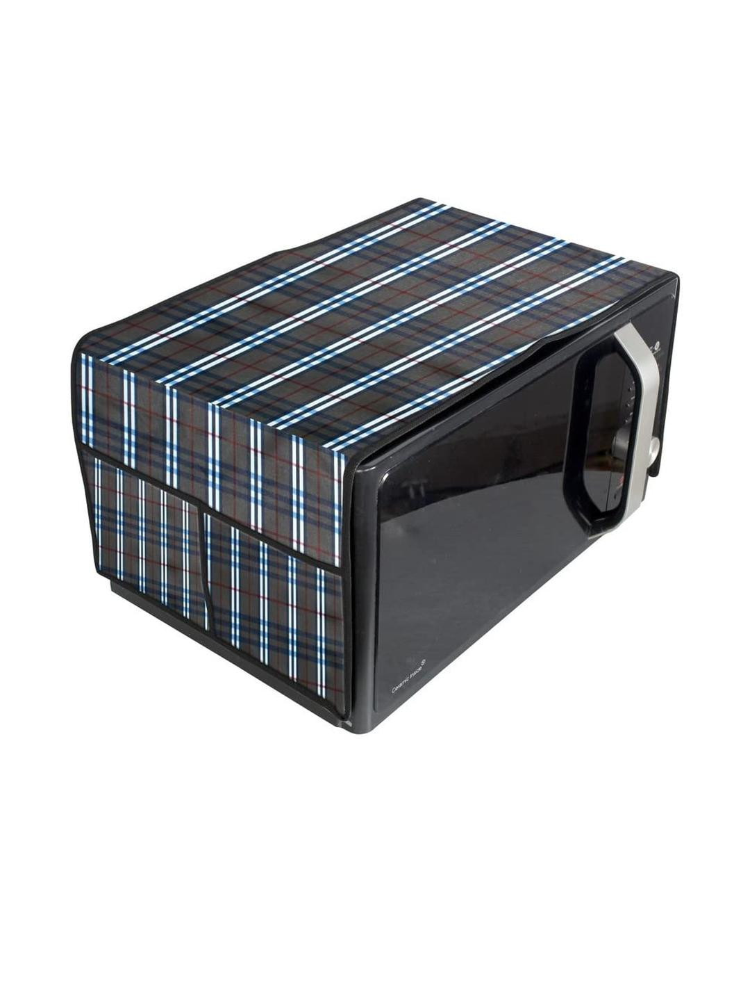 The Furnishing Tree Waterproof & Dustproof PVC Microwave Oven Top Cover with 4 Utility Pockets, Che