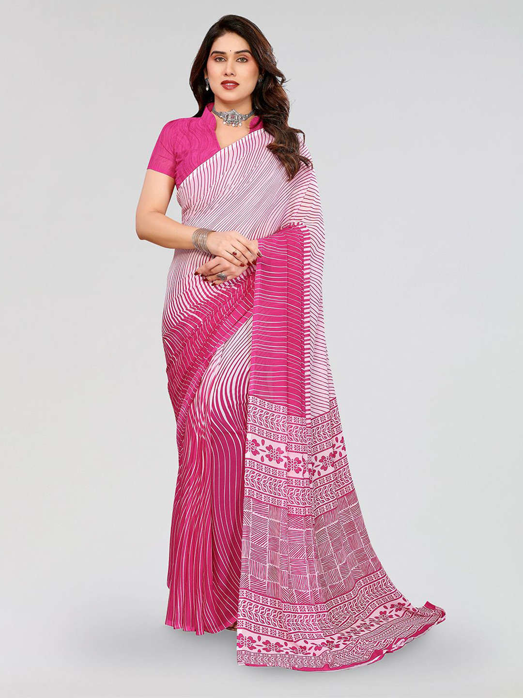 Moda Rapido Leheriya Printed Georgette Saree With Blouse Piece