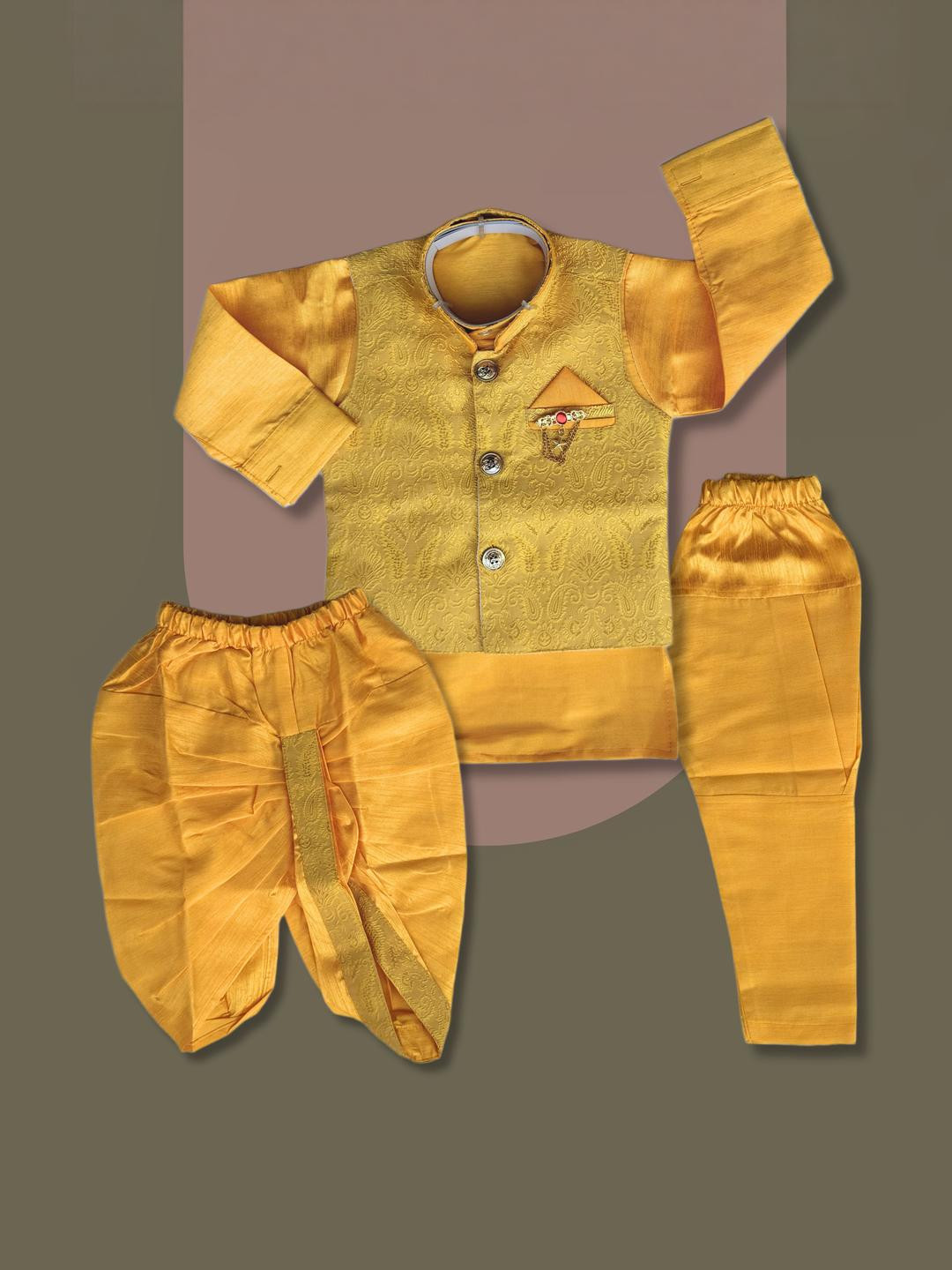 QUTIE NINJA Boys Regular Kurta Set with Dhoti Pants And Waist Coat