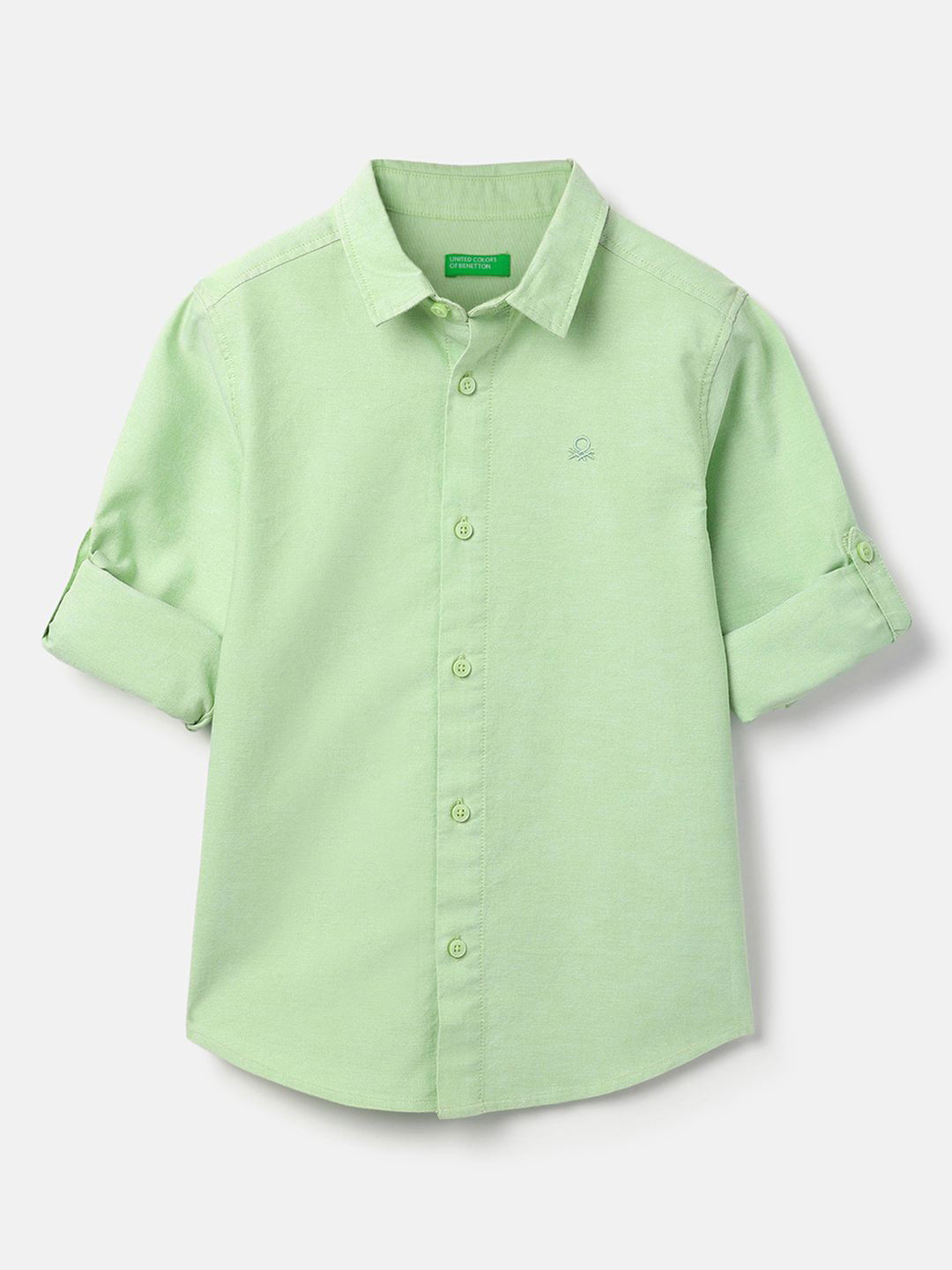 United Colors of Benetton Boys Textured Spread Collar Pure Cotton Casual Shirt