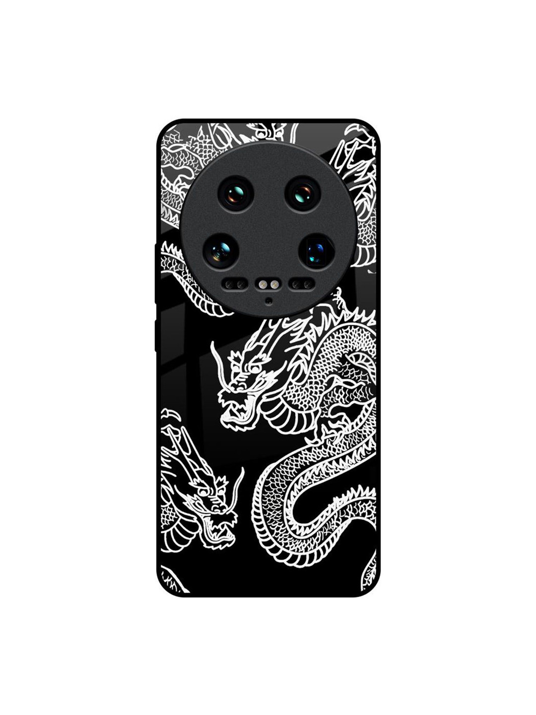 QRIOH Dragon Printed Ultra Shockproof Silicone Mi 14 Ultra 5G Glass Back Case