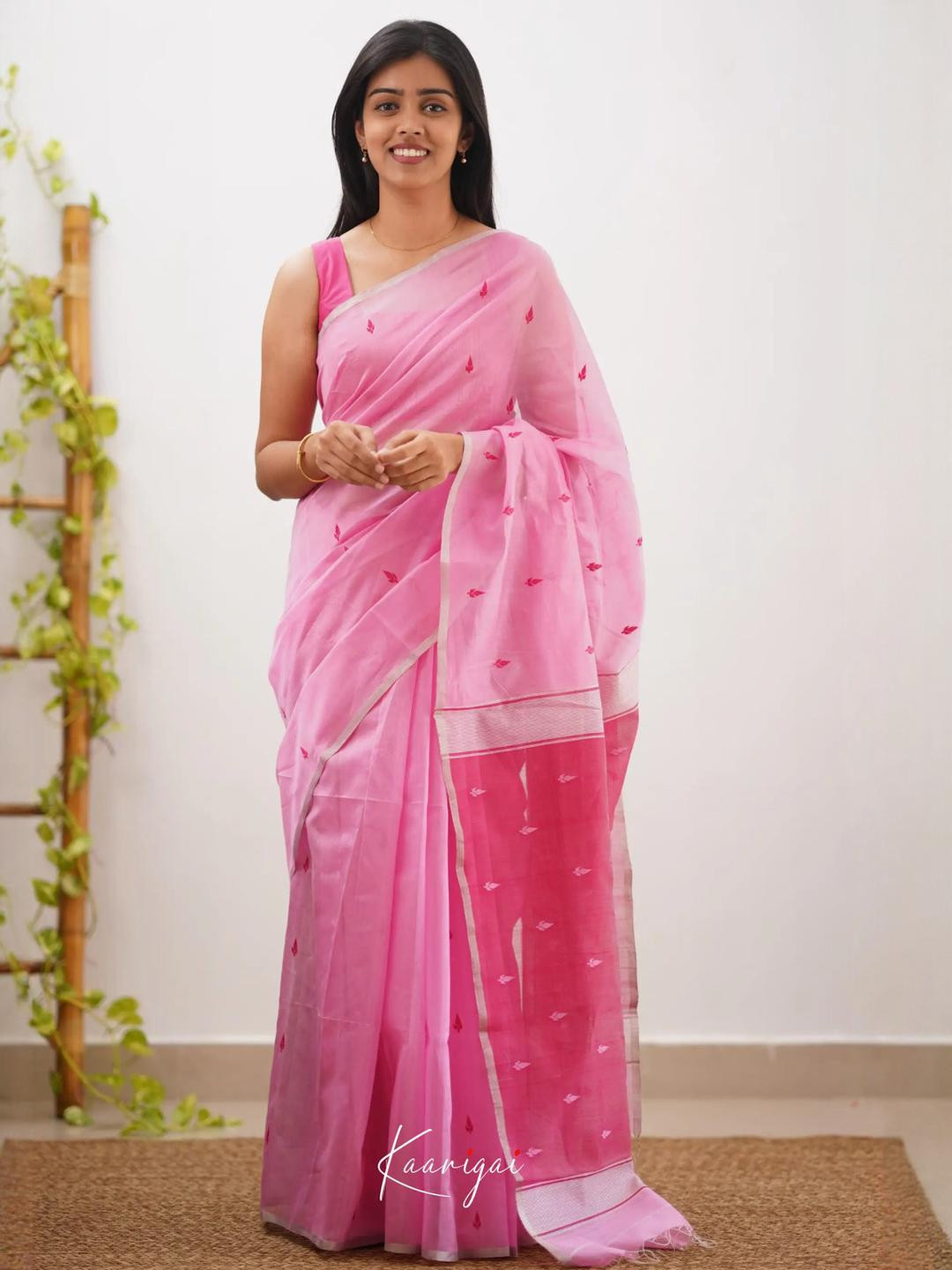 SHOPONBIT Women Pink Ethnic Poly Silk Festive Designer Saree