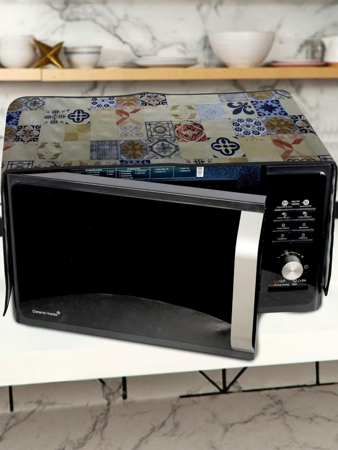 The Furnishing Tree Waterproof & Dustproof PVC Microwave Oven Top Cover with 4 Utility Pockets Mosa