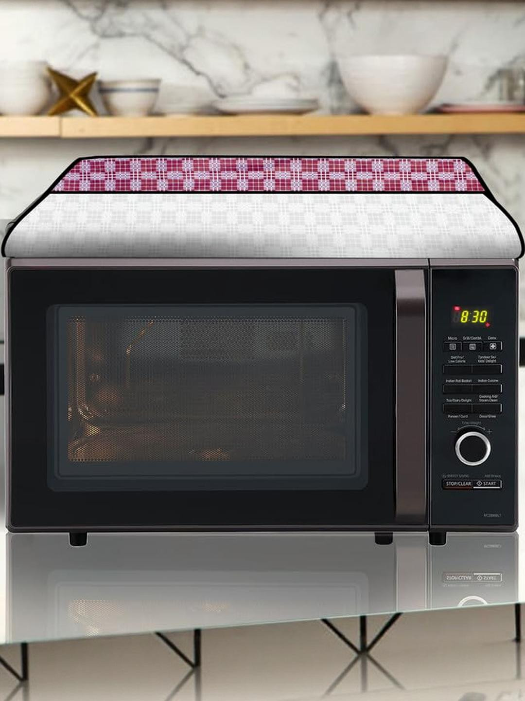 The Furnishing Tree PVC Waterproof Microwave Oven Cover Compatible for 17 L Solo 17PM-MEC2B Checker