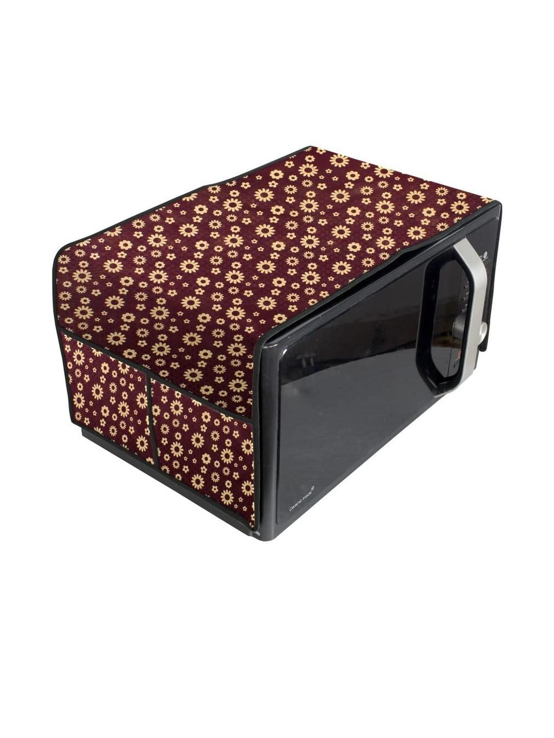 The Furnishing Tree Waterproof & Dustproof PVC Microwave Oven Top Cover with 4 Utility Pockets Flor