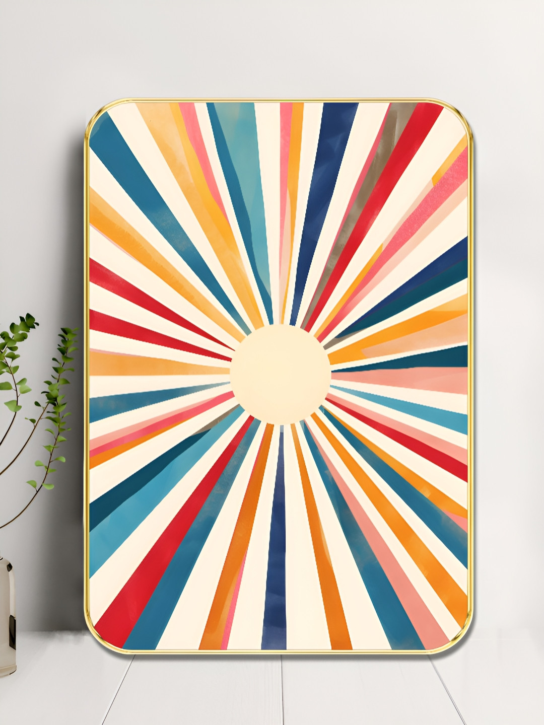 Livin'luxe Off White & Red Sunray Radiance Printed Wall Art