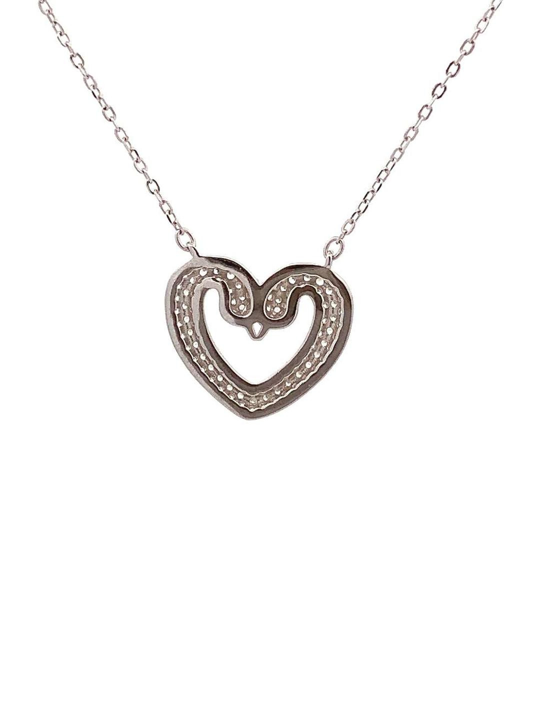 EZURR 925 Silver Swan Heart Pendant Chain