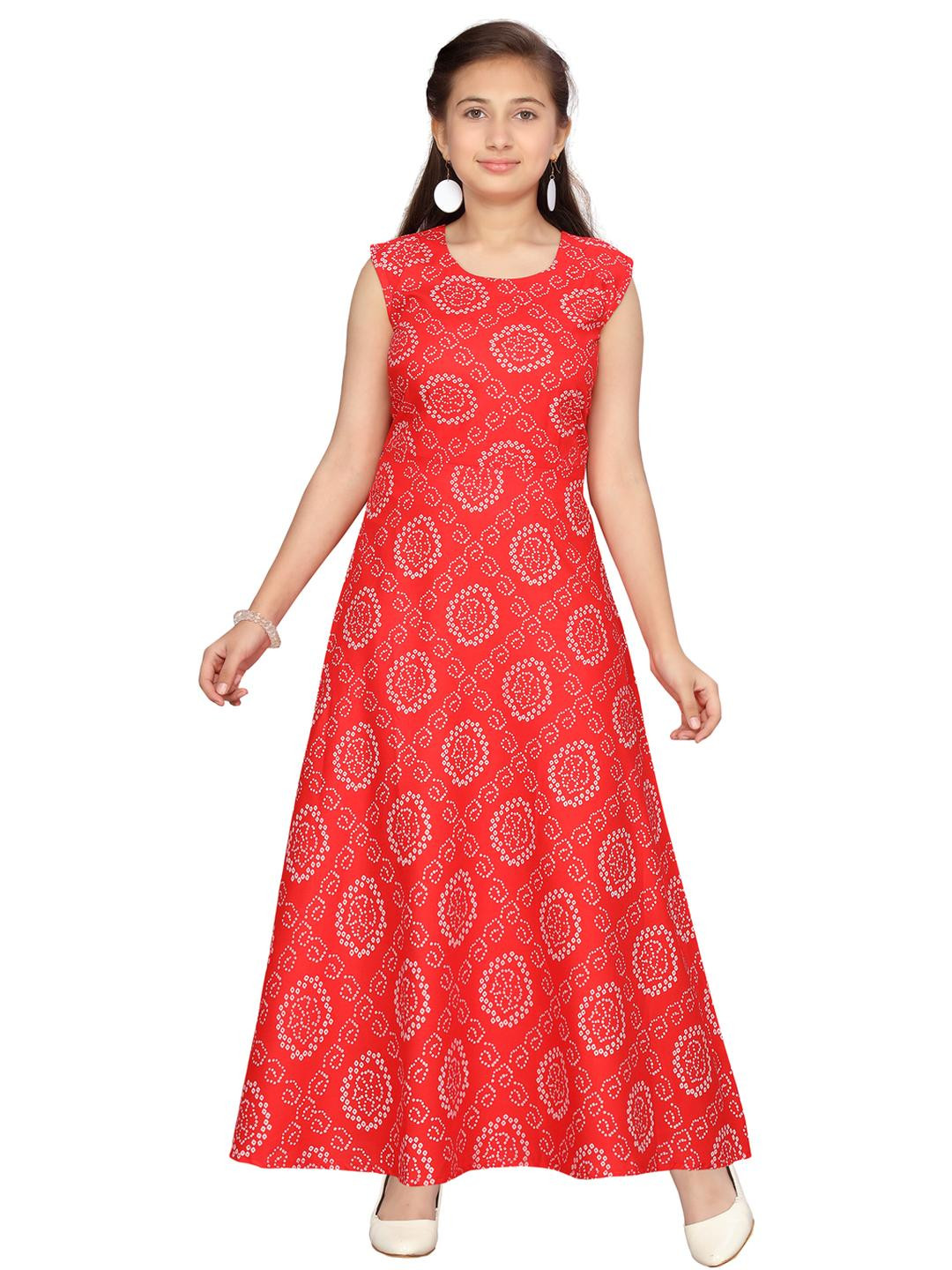 Muhuratam Kids-Girls Red Dresses