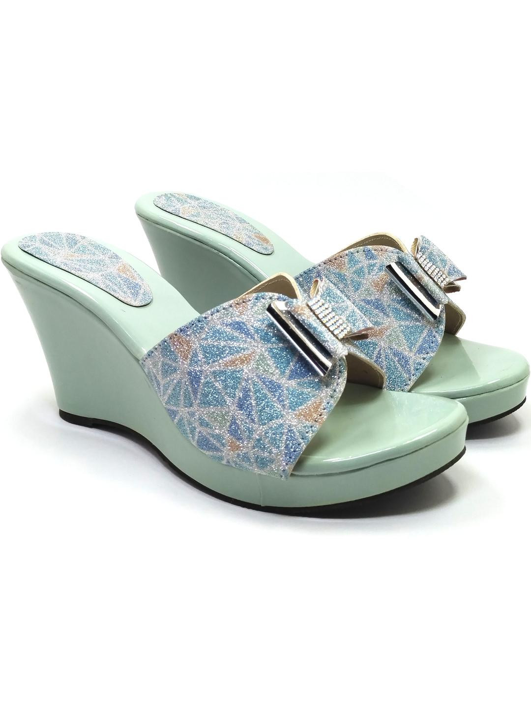 TODRIA Printed Wedge Sandals with Bows