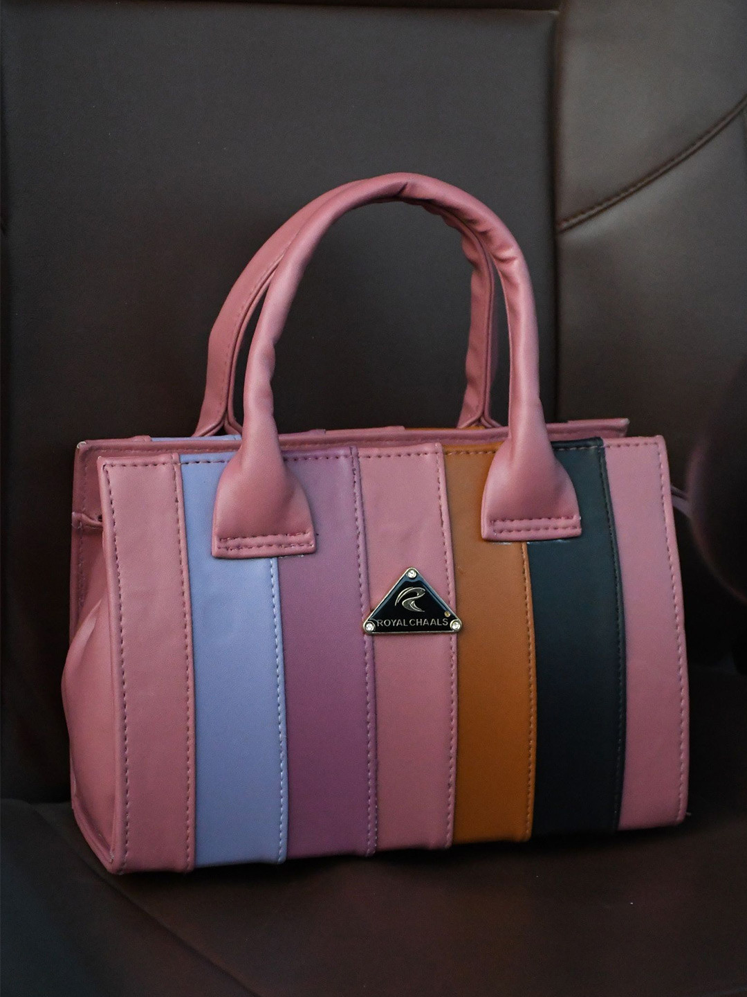 ROYAL CHAALS Colourblocked Structured Handheld Bag