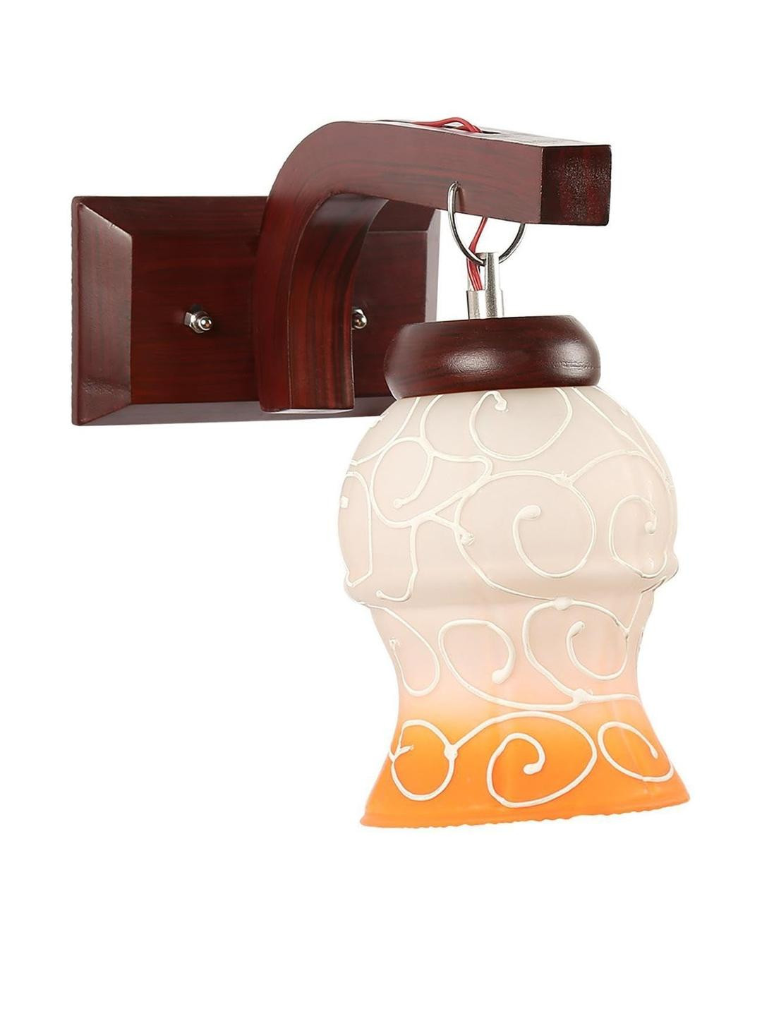 Somil Premium Designer Glass Wall / Night Lamp  Elegant & Stylish Dcor Accent for Modern Interiors, color- Orange, White, Size:- 16.5 X 26.5 X 27.5 CM