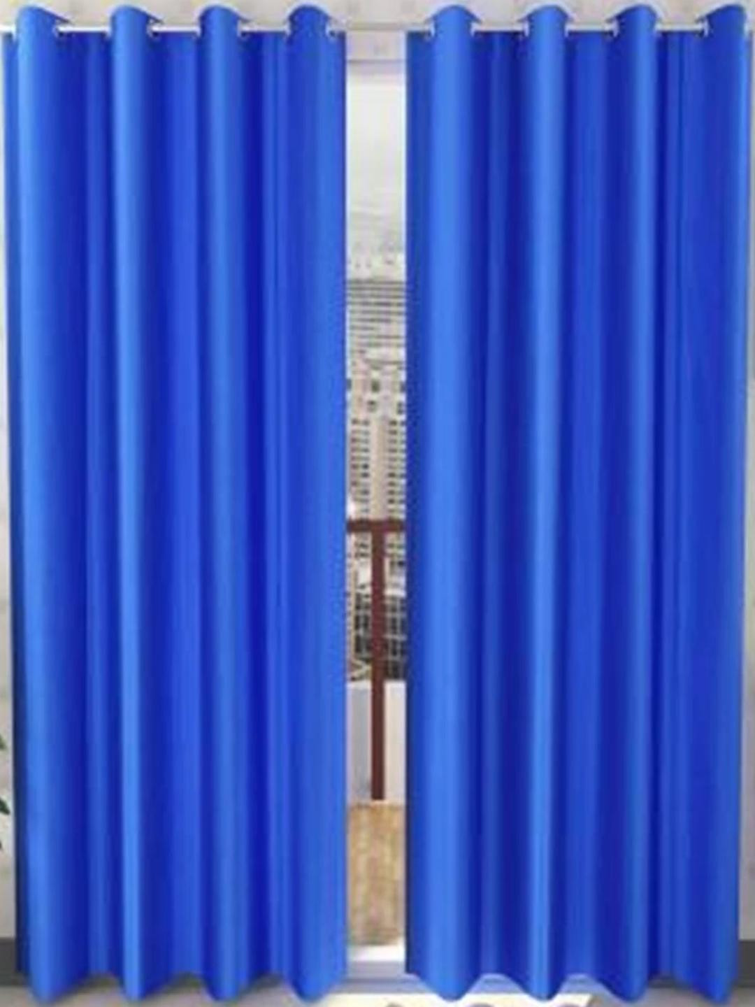 270 cm (9 ft) Polyester Semi Transparent Long Door Curtain (Pack Of 2) (Plain, RoyalBlue)
