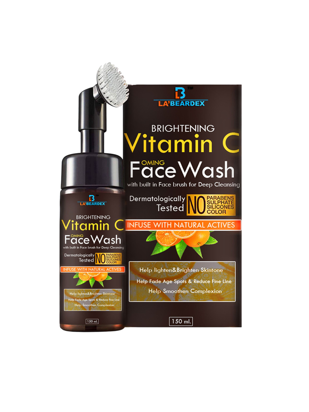 LA'BEARDEX Vitamin C Foaming Facewash For Glowing Skin - 150 ml