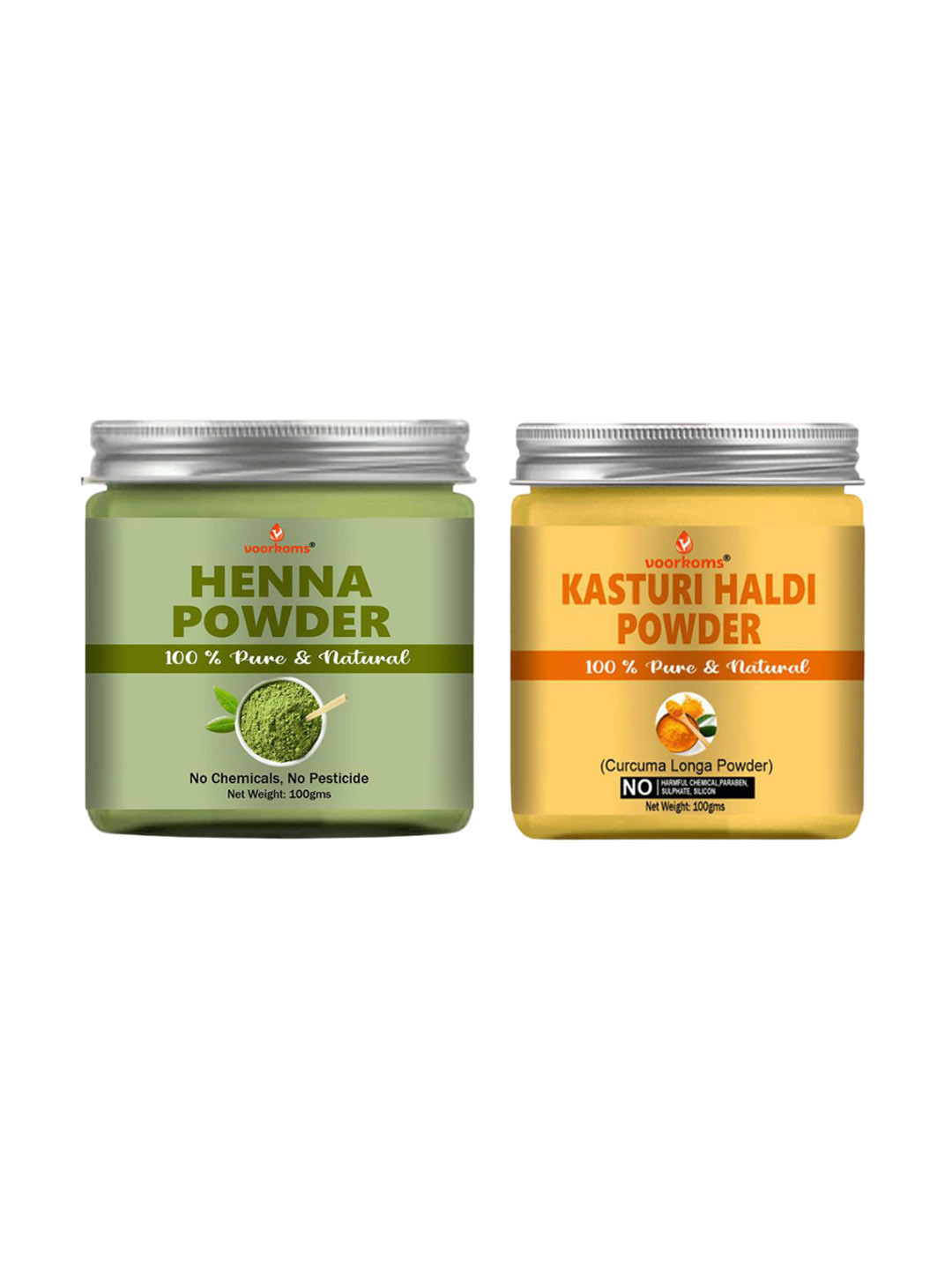 VOORKOMS Set Of 2 Henna & Haldi Powder - 100 g Each