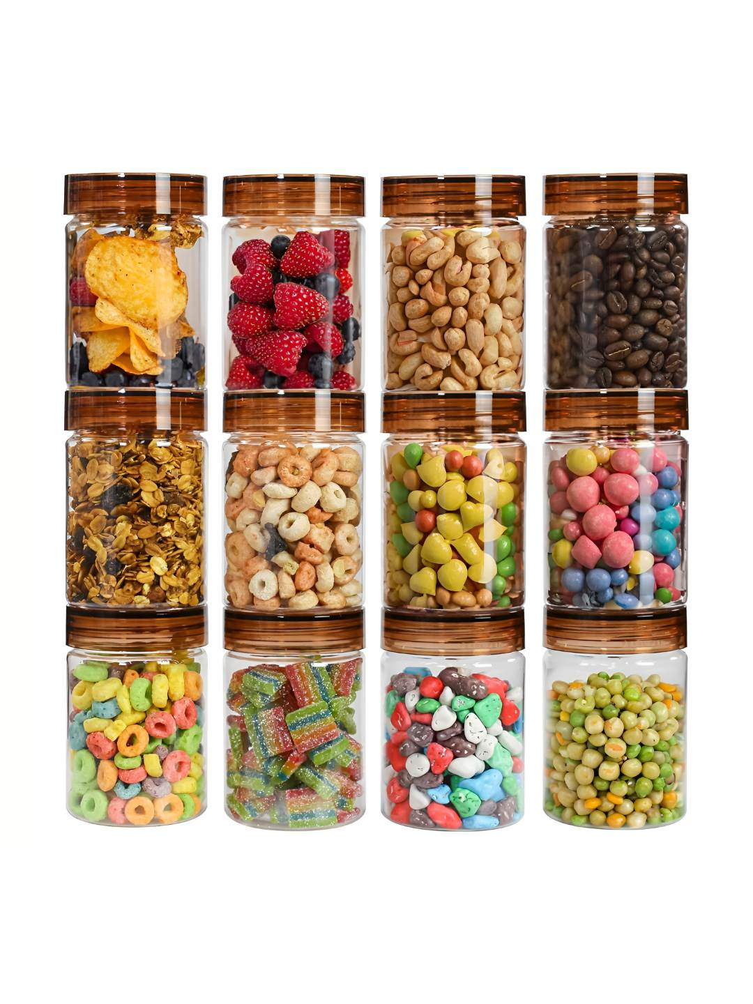 Pearlpet Brown 12 Pieces Easy To Clean Containers 300 ml