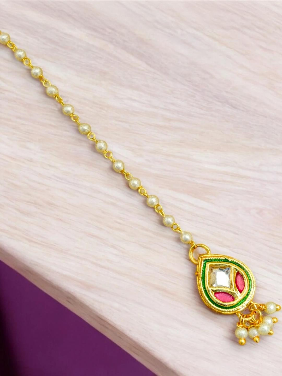 KYOOT JEWELS Gold-Plated Pearls Maang Tikka