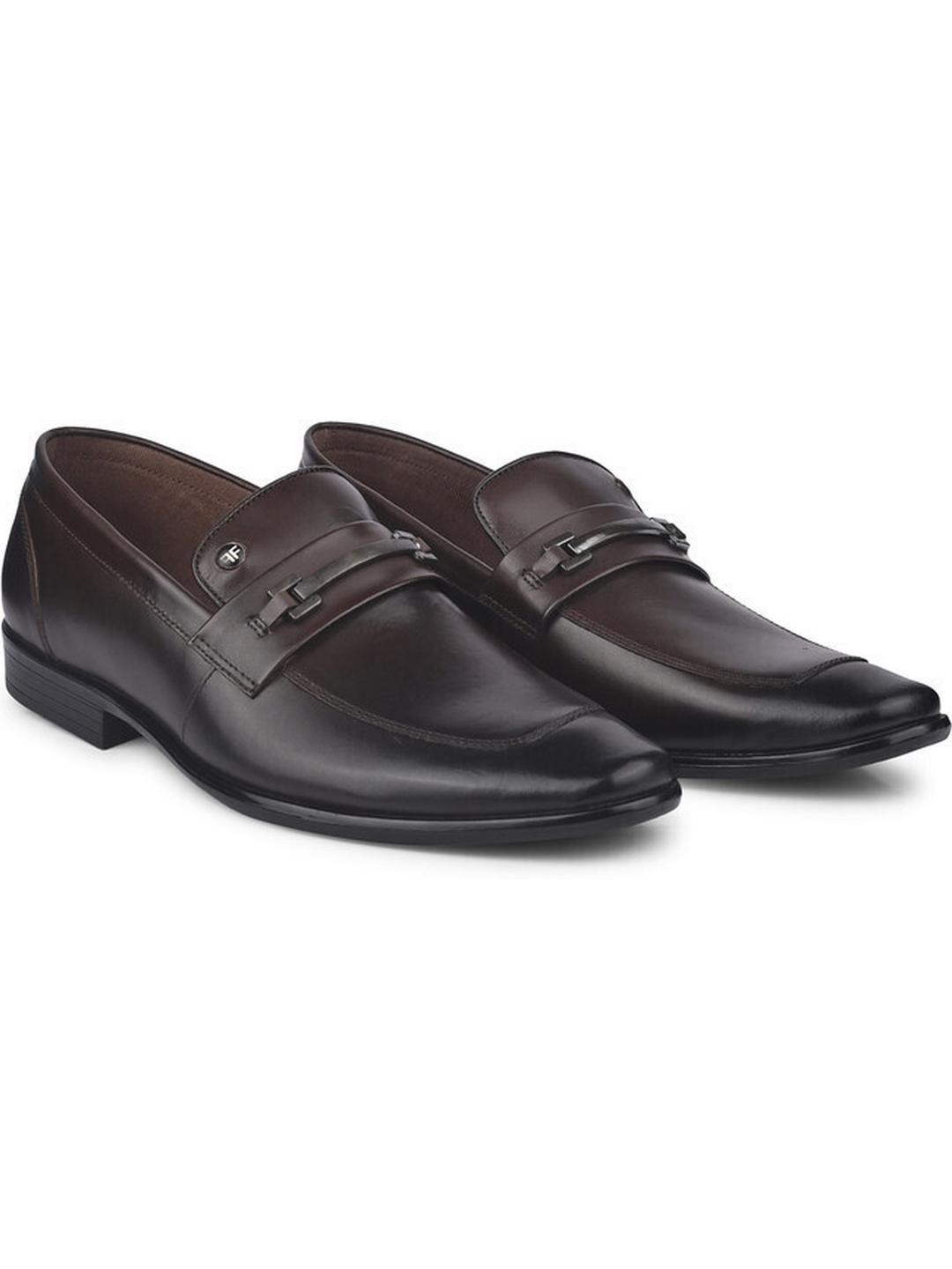 FEET FIRST Men Brown Leather Formal  Slip-On  Round Toe  Comfortable Loafers