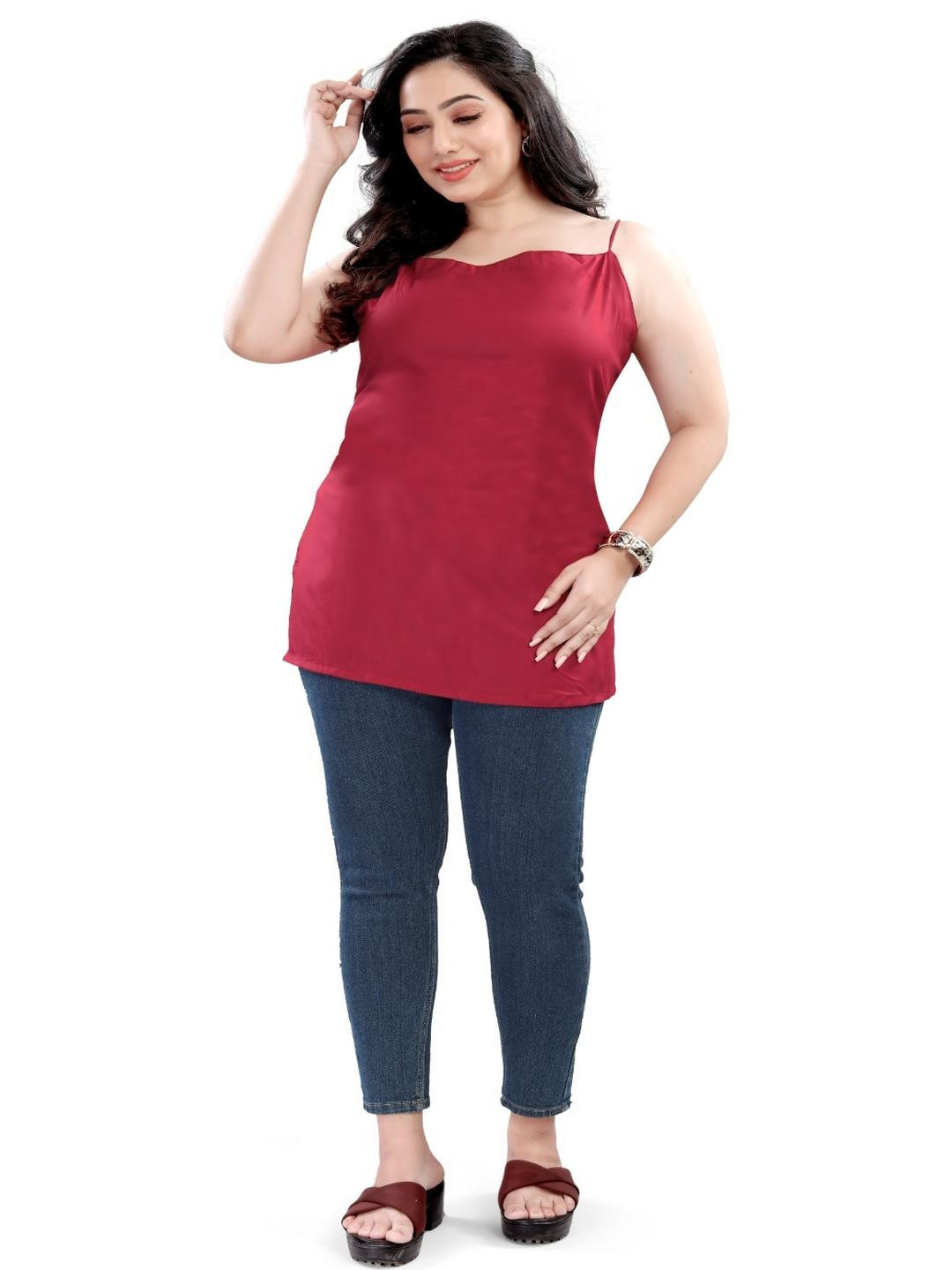 Avantrys Solid Sleeveless Viscose Rayon Tunic