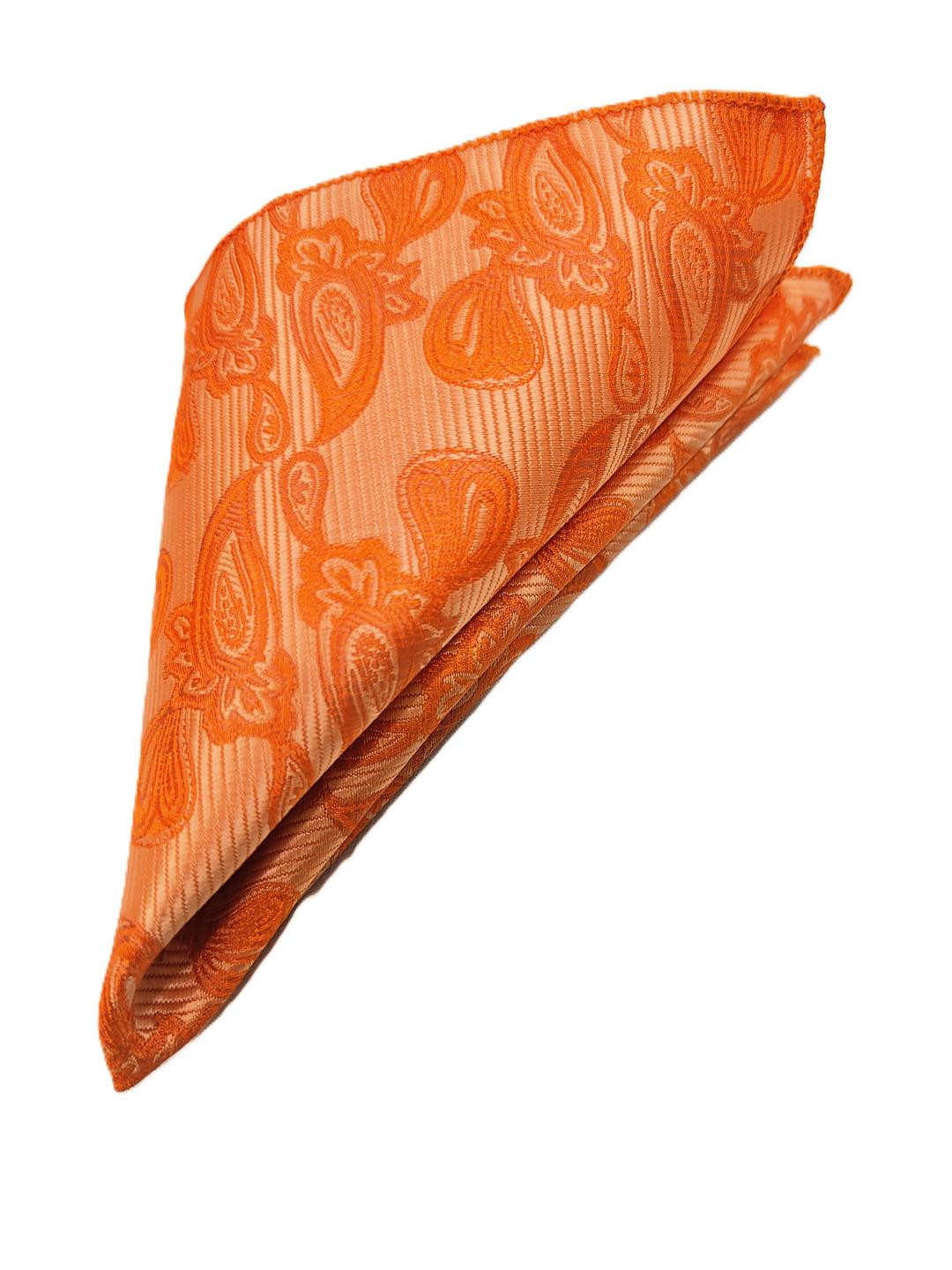 VOICI Orange Paisley Printed Pocket Square