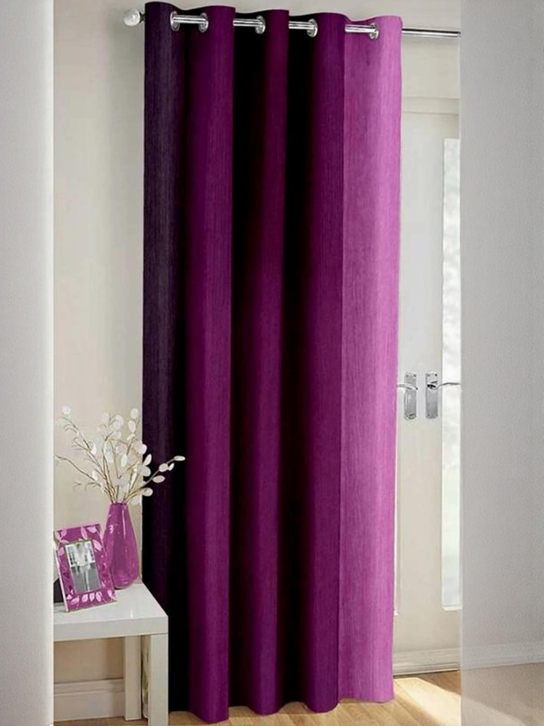 270 cm (9 ft) Polyester Semi Transparent Long Door Curtain Single Curtain (Solid, Purple)