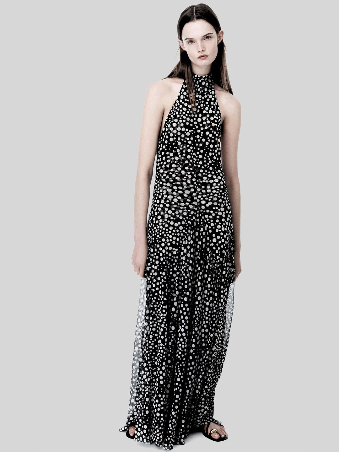 LULU & SKY Women Polka Dot Halter Neck Maxi Dress