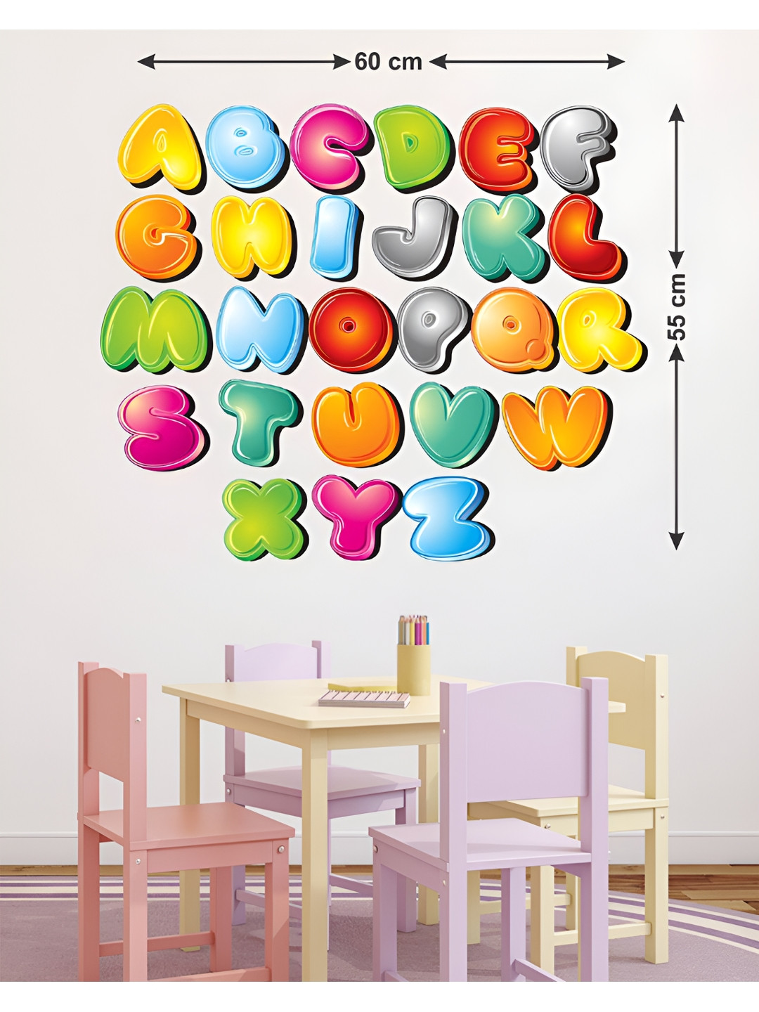 LANSTICK Yellow & Blue Alphabet Printed Heat Resistant Wall Sticker
