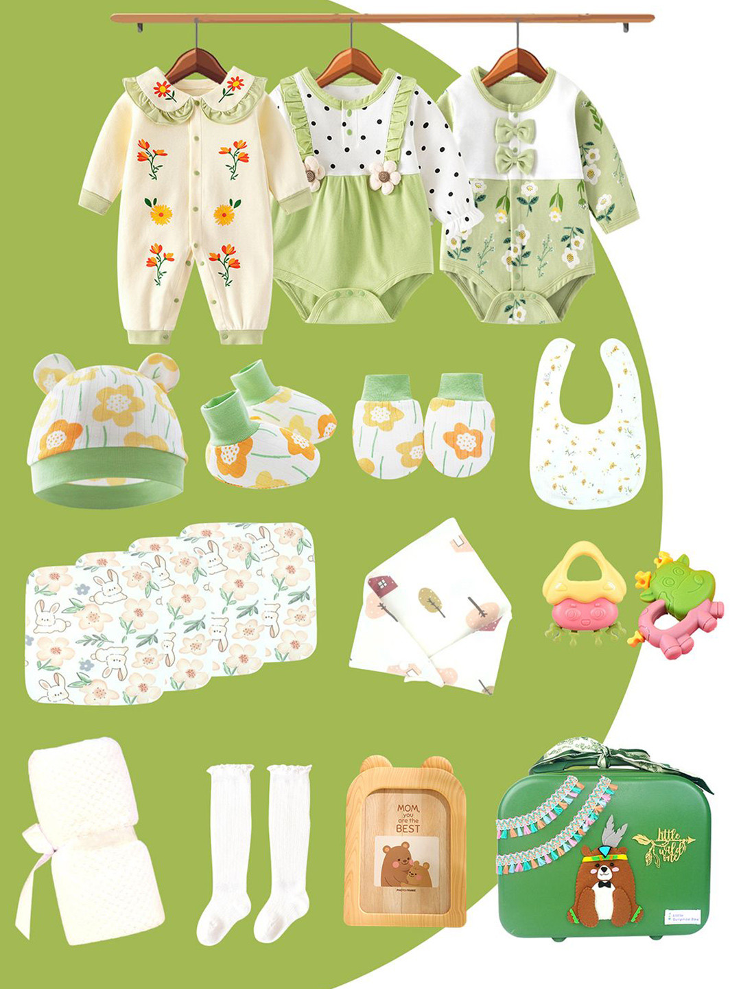 Little Surprise Box LLP Infants 21 Pcs Baby Bear Theme Birthday Gift Hamper Set