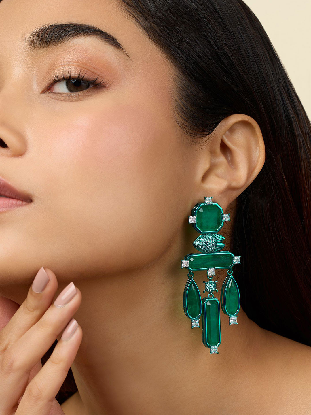 Isharya 18-Karat Gold-Plated Cubic Zirconia Geometric Carnevale Drop Earrings