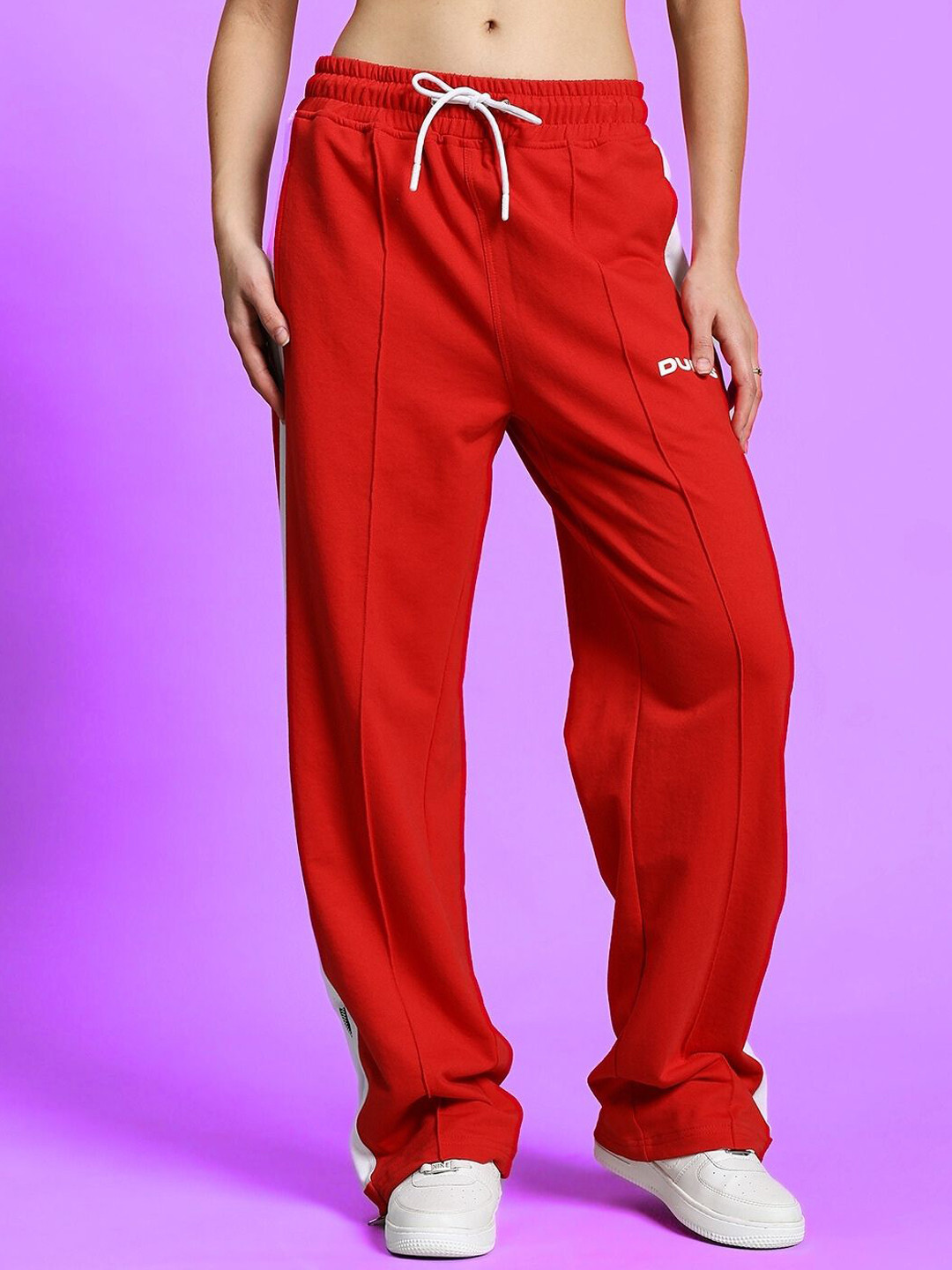 WEARDUDS Women Wonder Slit Zipper Relaxed-Fit Mid-Rise Track Pant