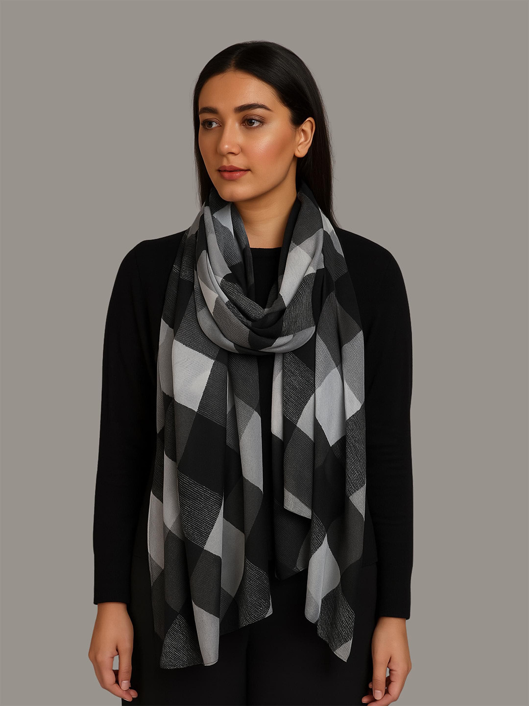 Moda Chales Urban Checked Cotton Viscose Scarf