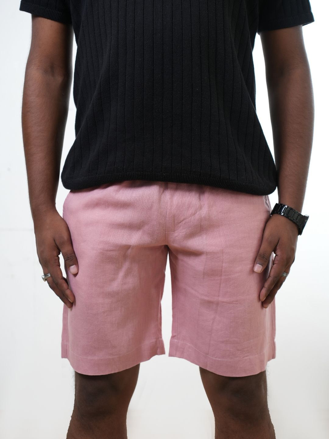 Rimore Men Solid Mid-Rise Linen Chino Regular Fit Shorts with Antimicrobial Technology