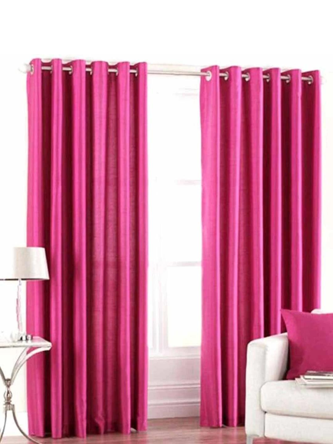 152 cm (5 ft) Polyester Semi Transparent Window Curtain (Pack Of 2) (Solid, Pink)
