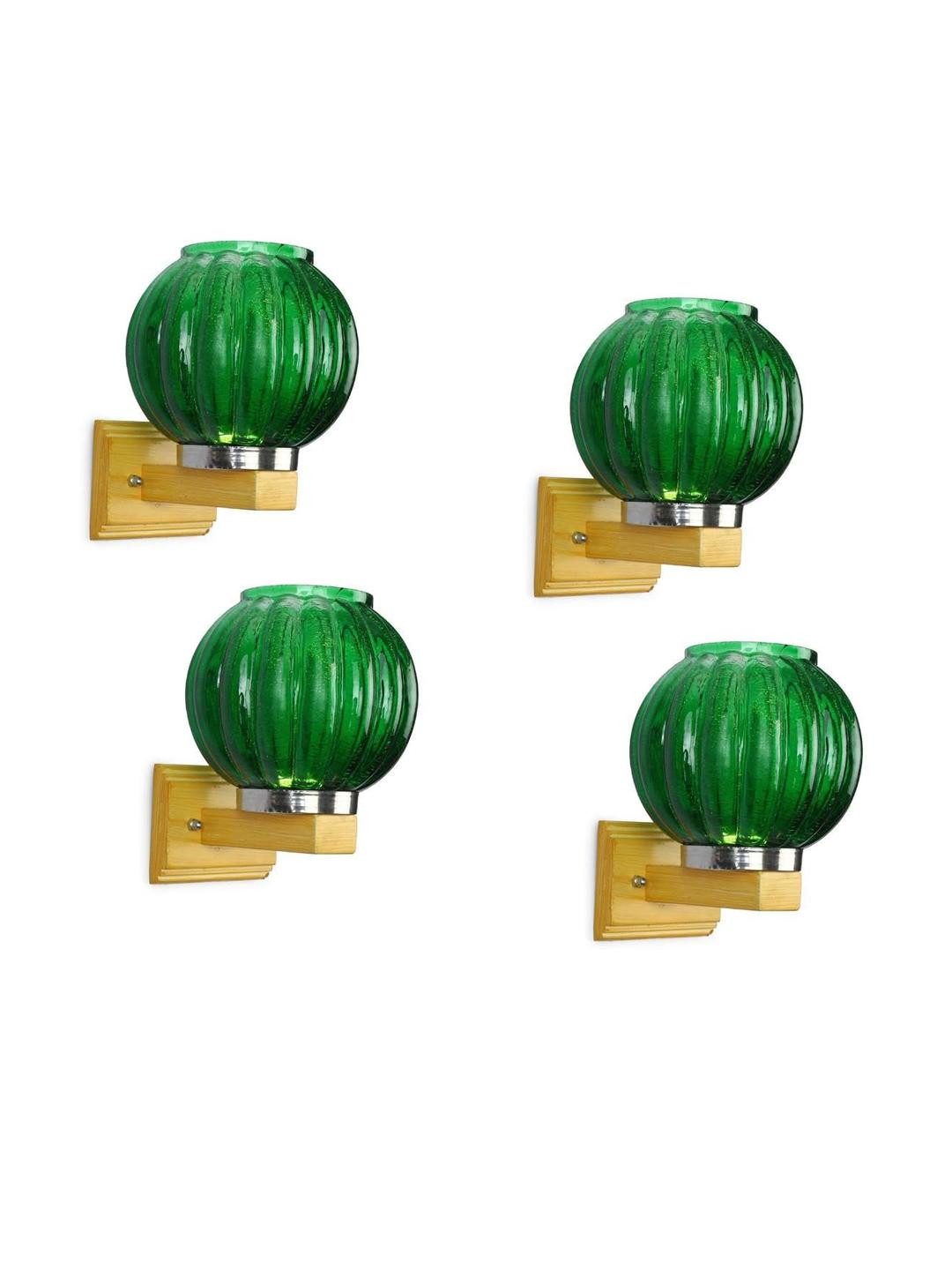 Somil Premium Designer Glass Wall / Night Lamp  Elegant & Stylish Dcor Accent for Modern Interiors, color-  Green Size- 22.5 X 32 X 26.5 CM
