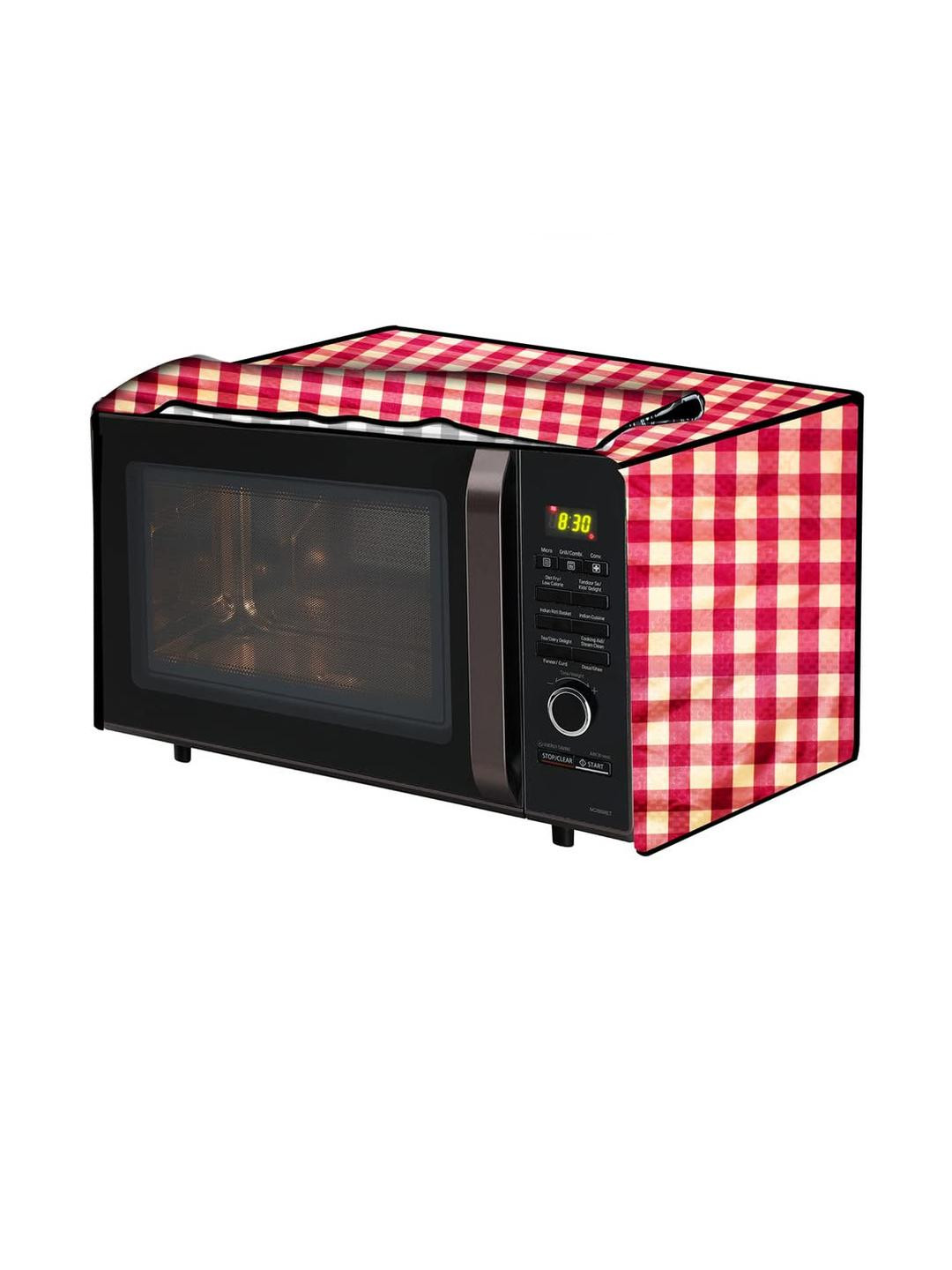 PVC Waterproof Microwave Oven Cover Compatible for LG 28L MC2886BLT Plaid Patte