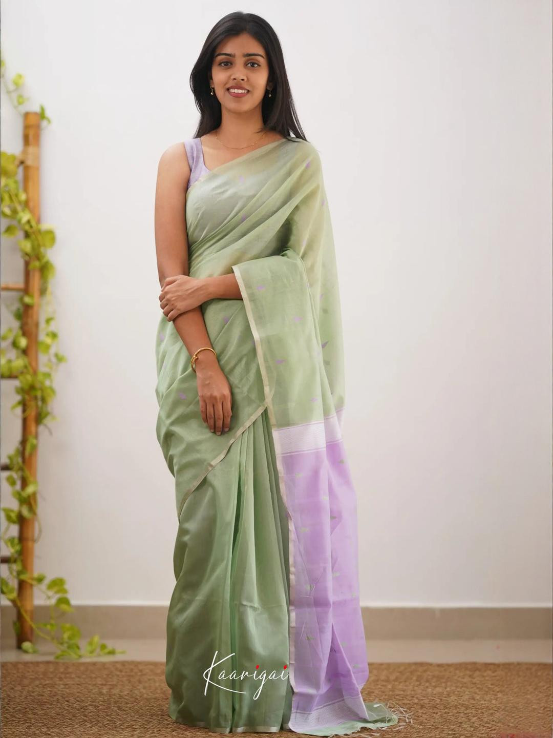 SHOPONBIT Designer Lightgreen Poly Silk Saree