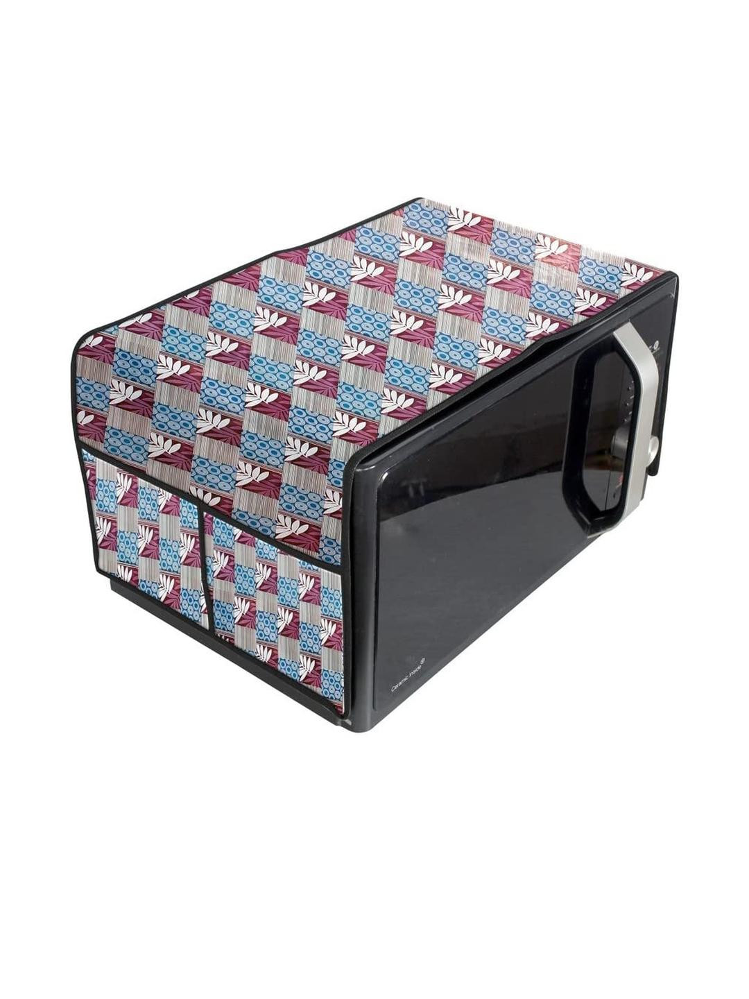 Waterproof & Dustproof PVC Microwave Oven Top Cover with 4 Utility Pockets Surf