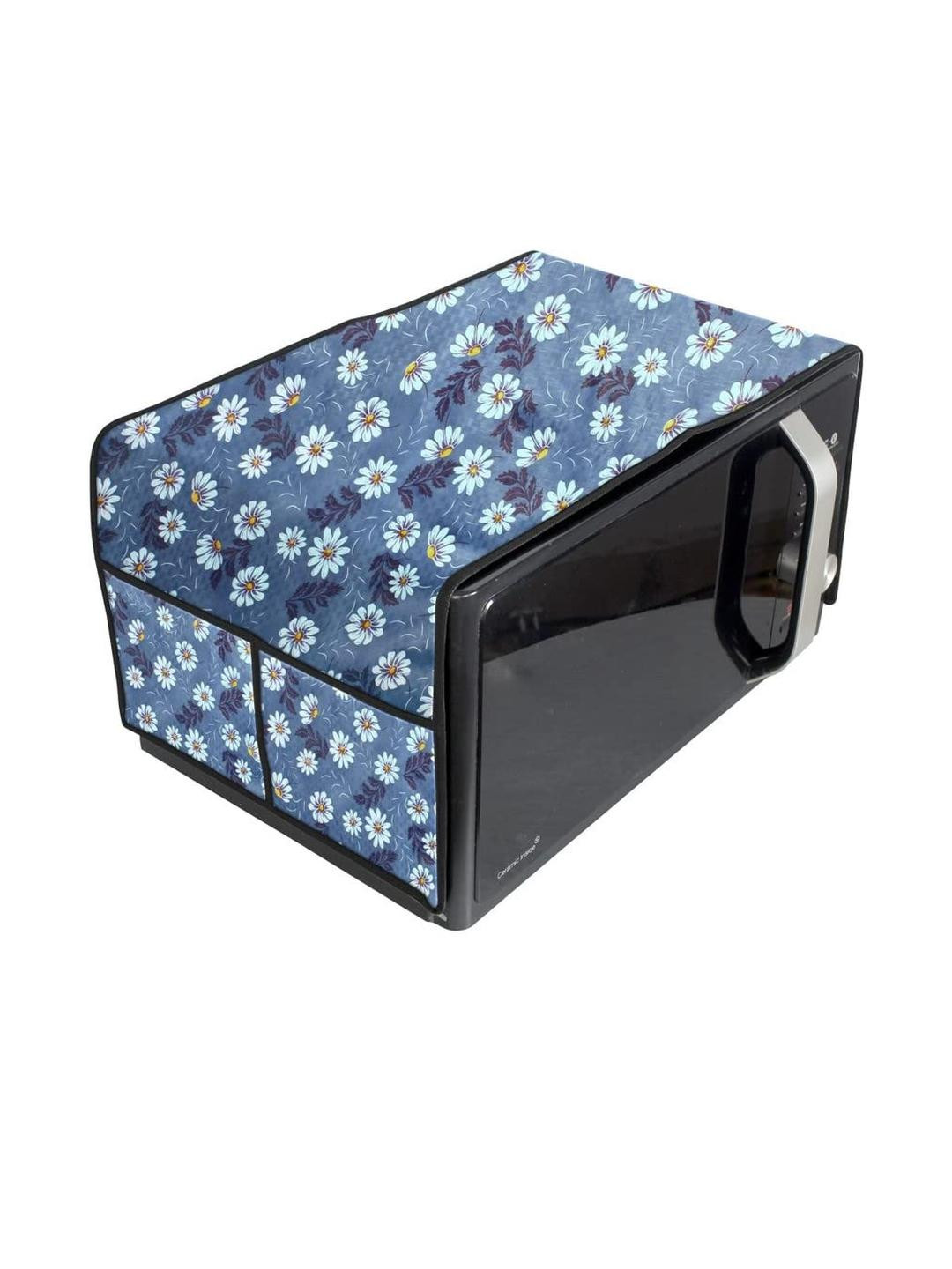 Waterproof & Dustproof PVC Microwave Oven Top Cover with 4 Utility Pockets Flor