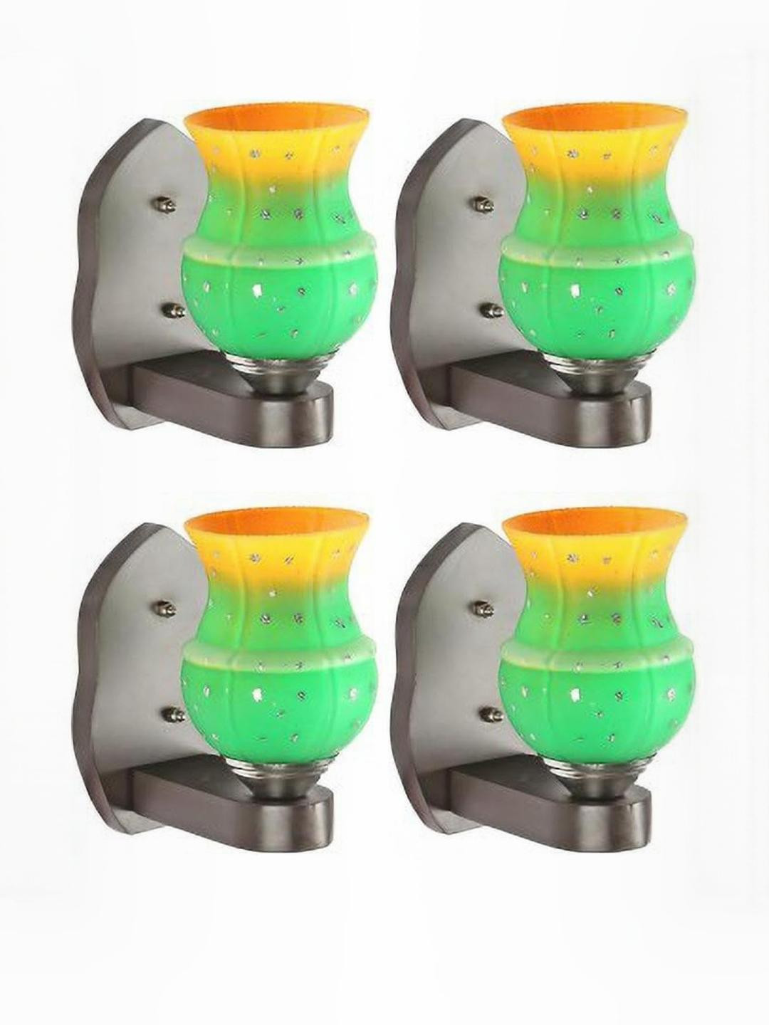 Somil Premium Designer Glass Wall / Night Lamp  Elegant & Stylish Dcor Accent for Modern Interiors, color- Yellow, Green, Size:- 19 X 25.5 X 29.5 CM