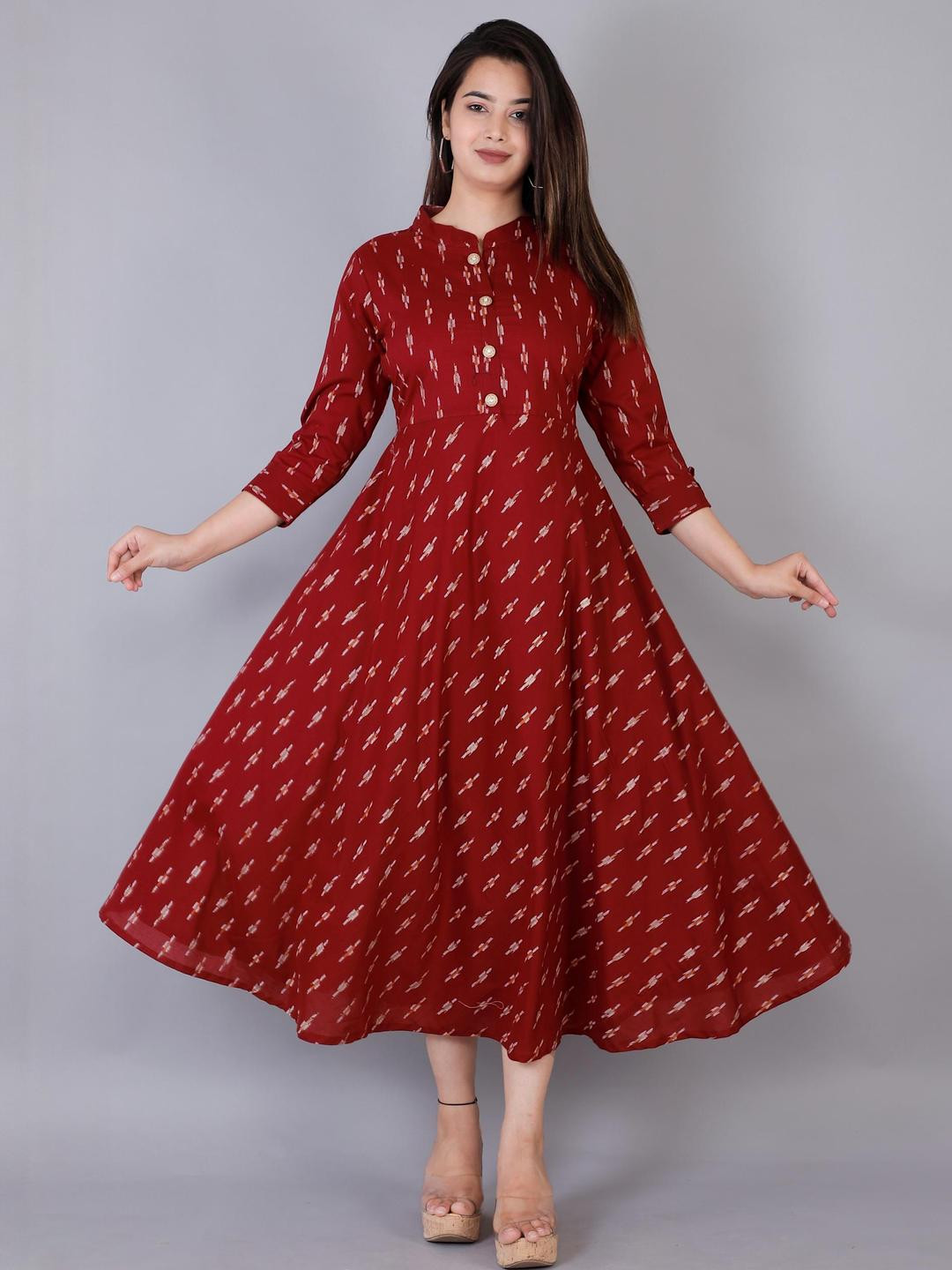Jyoti Maroon Chambray Women Dress