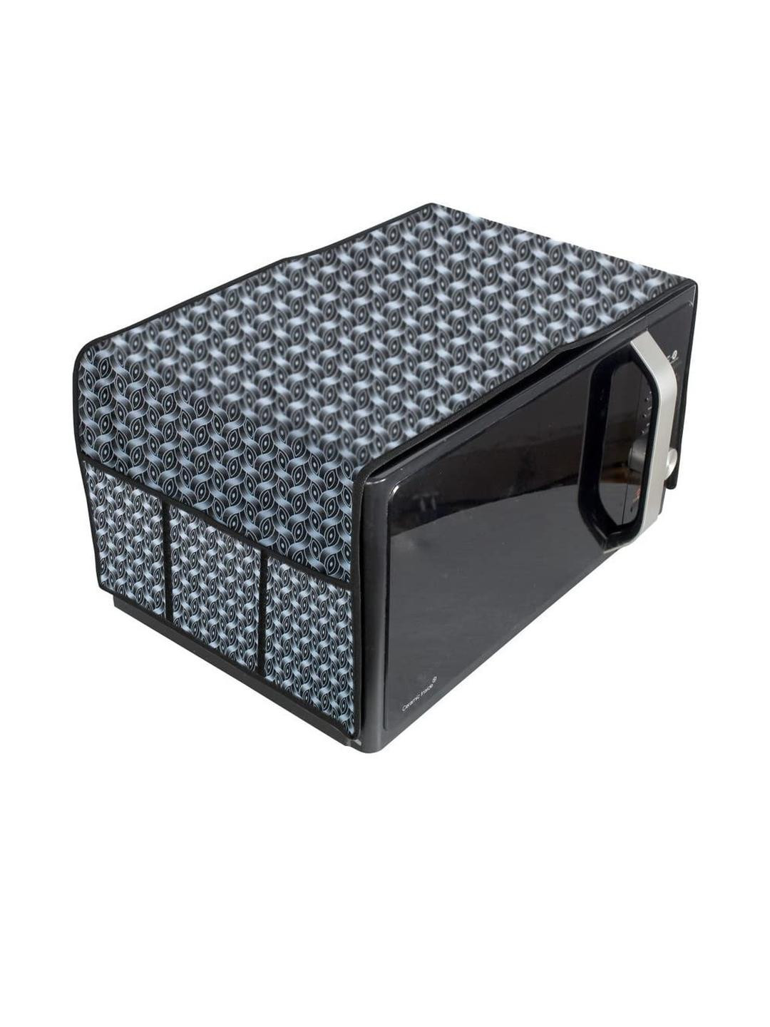 The Furnishing Tree Waterproof & Dustproof PVC Microwave Oven Top Cover with 6 Utility Pockets Inte