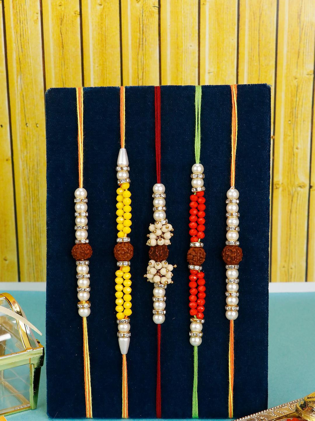 ASIDEA Set of 5 Beaded Thread Rakhis