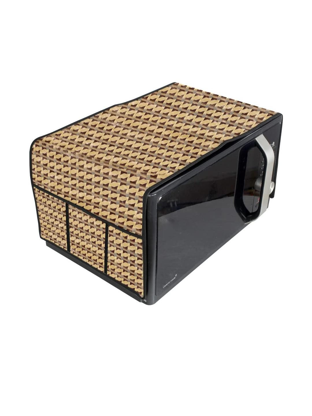 The Furnishing Tree Waterproof & Dustproof PVC Microwave Oven Top Cover with 6 Utility Pockets Symm