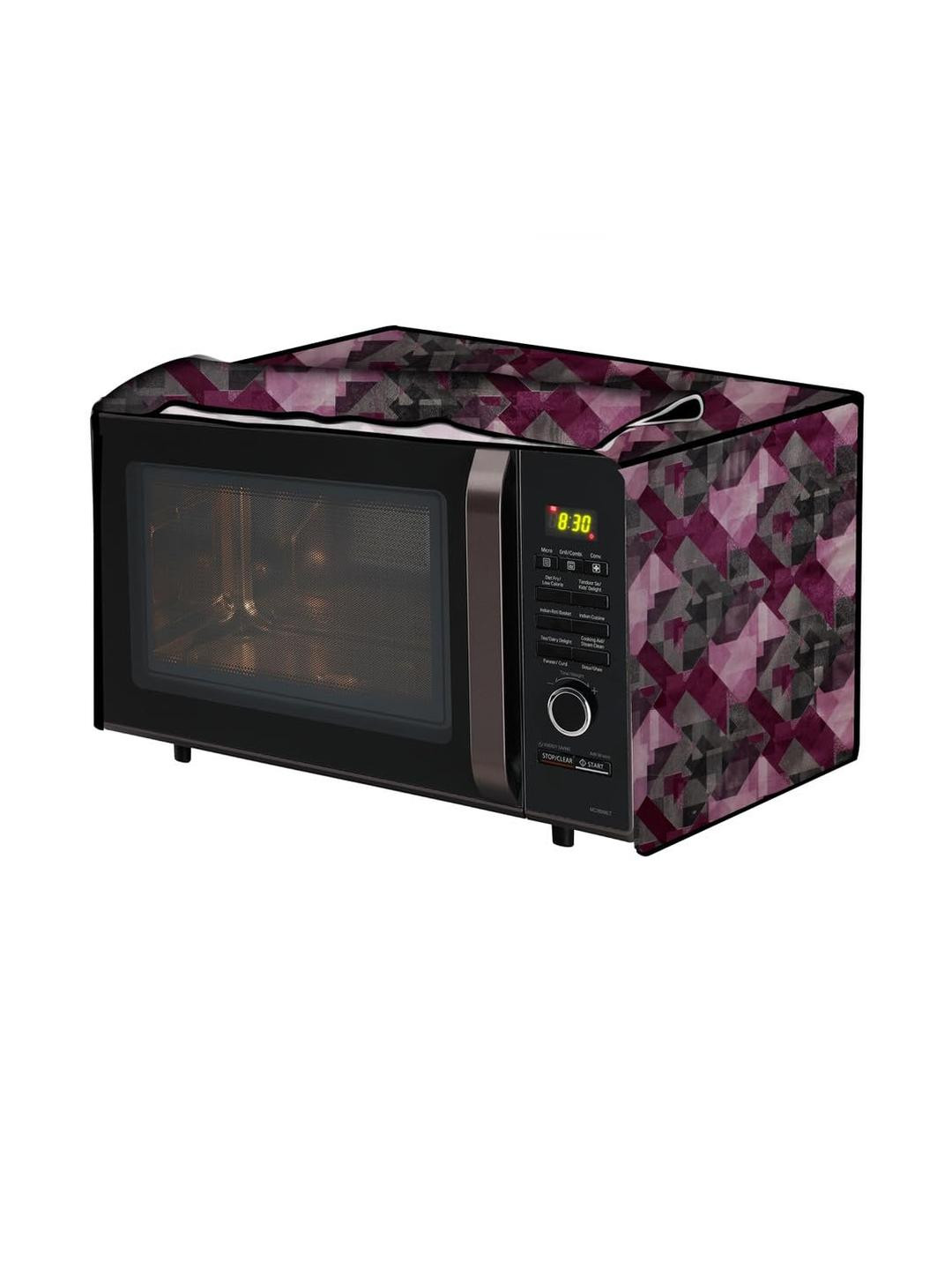 The Furnishing Tree PVC Waterproof Microwave Oven Cover Compatible for LG 28L MC2886BLT Chekered Pa