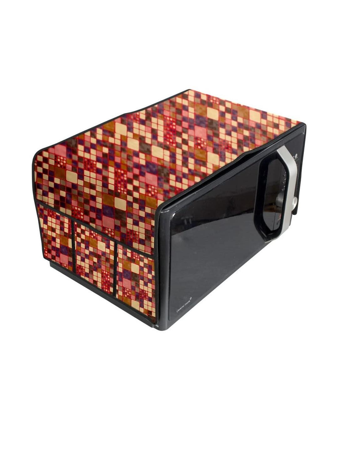 Waterproof & Dustproof PVC Microwave Oven Top Cover with 6 Utility Pockets Abst