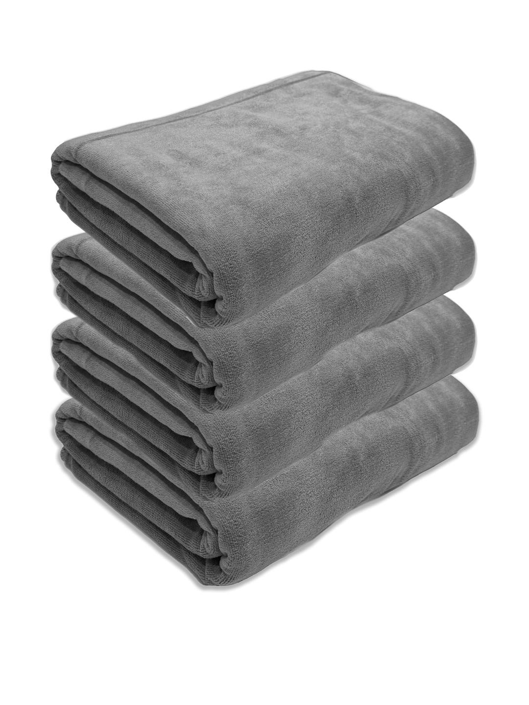 Black Gold Pack of 4 Grey Microfiber Bath Towel