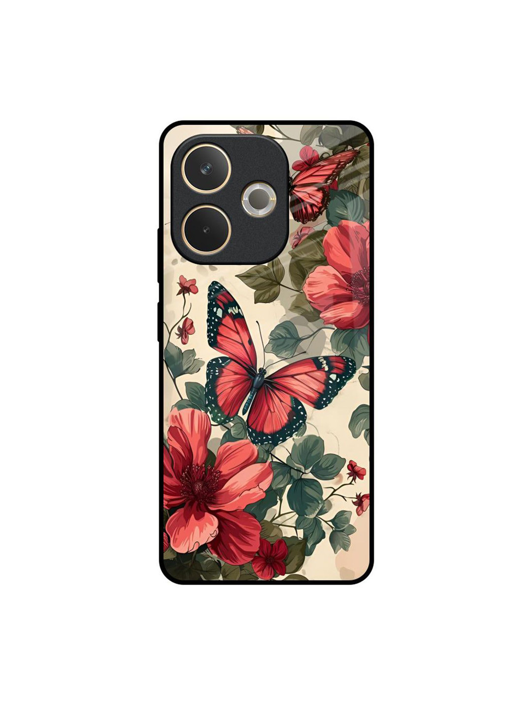 QRIOH Papillon Rouge Floral Printed Oppo A5 Pro 5G Silicone Back Case Mobile Accessories