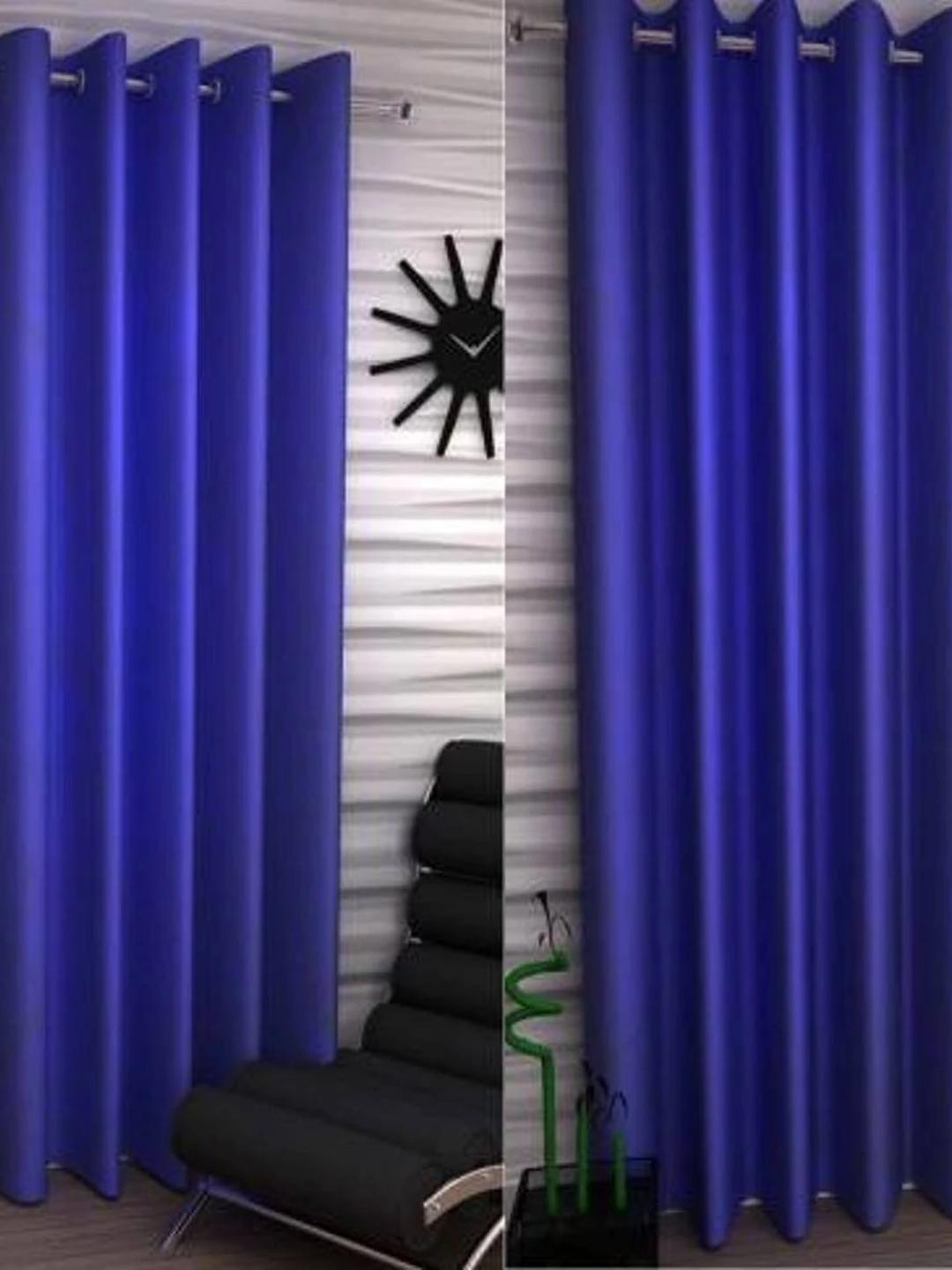 270 cm (9 ft) Polyester Semi Transparent Long Door Curtain (Pack Of 4) (Plain, royalBlue)