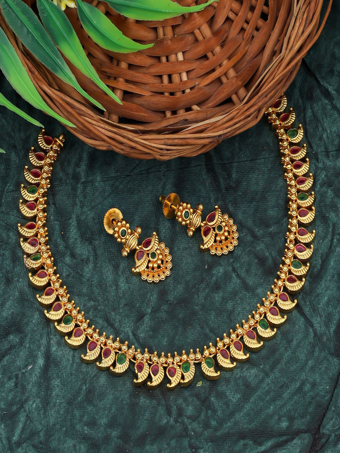 Talish Gold-Plated American-Diamond Studded Jewellery Set