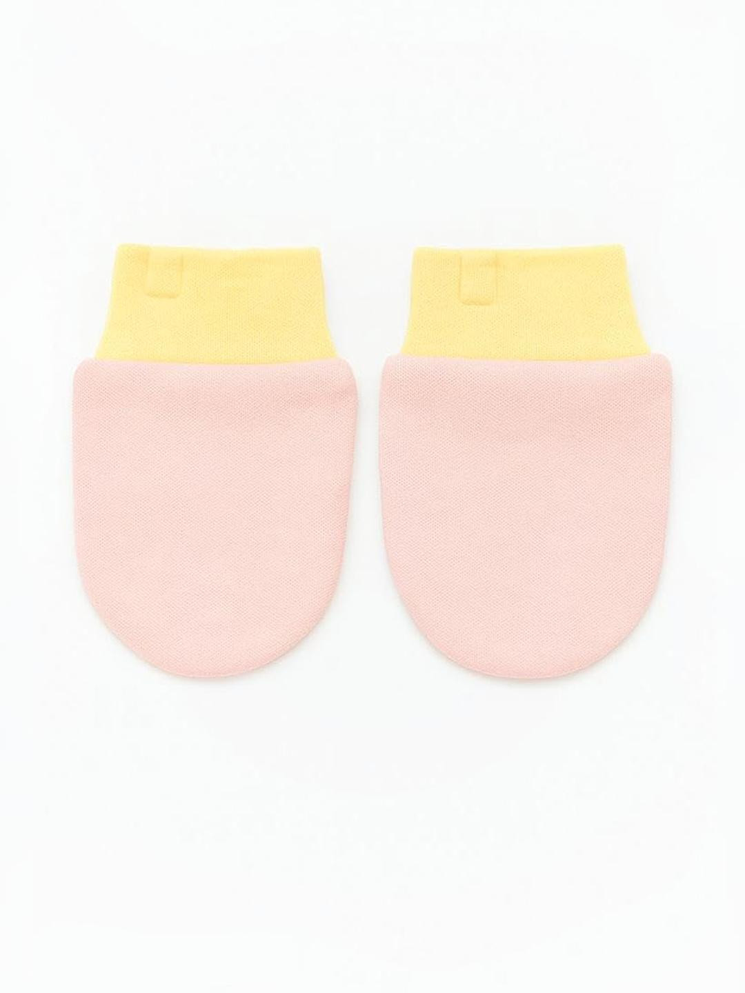 Adhigams Kids Beige Cotton 2 Pcs Hand Gloves With Gentle Elastic Thread Wristbands