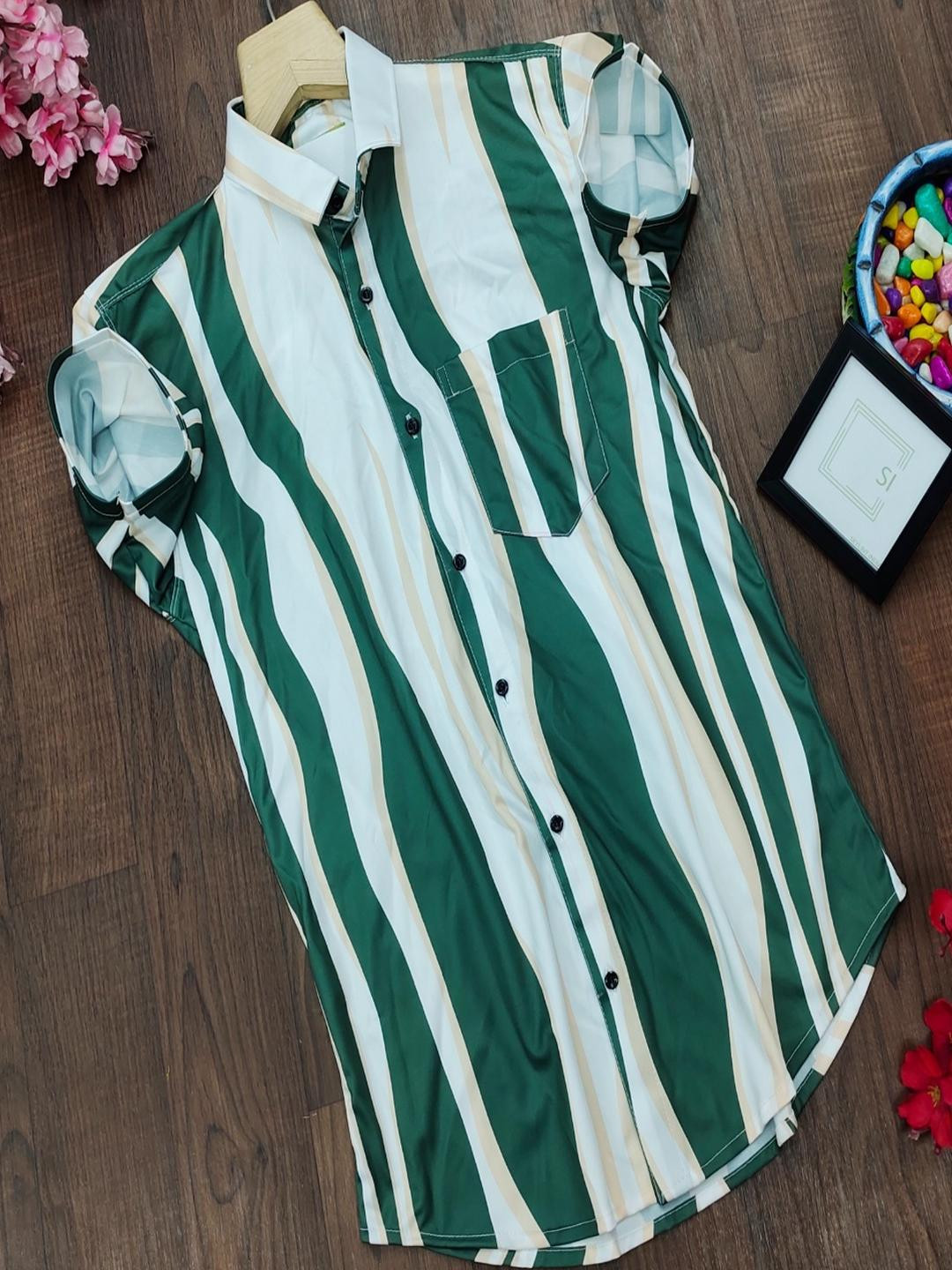 AD. Creation Lycra fabric Laheriya Print Shirt